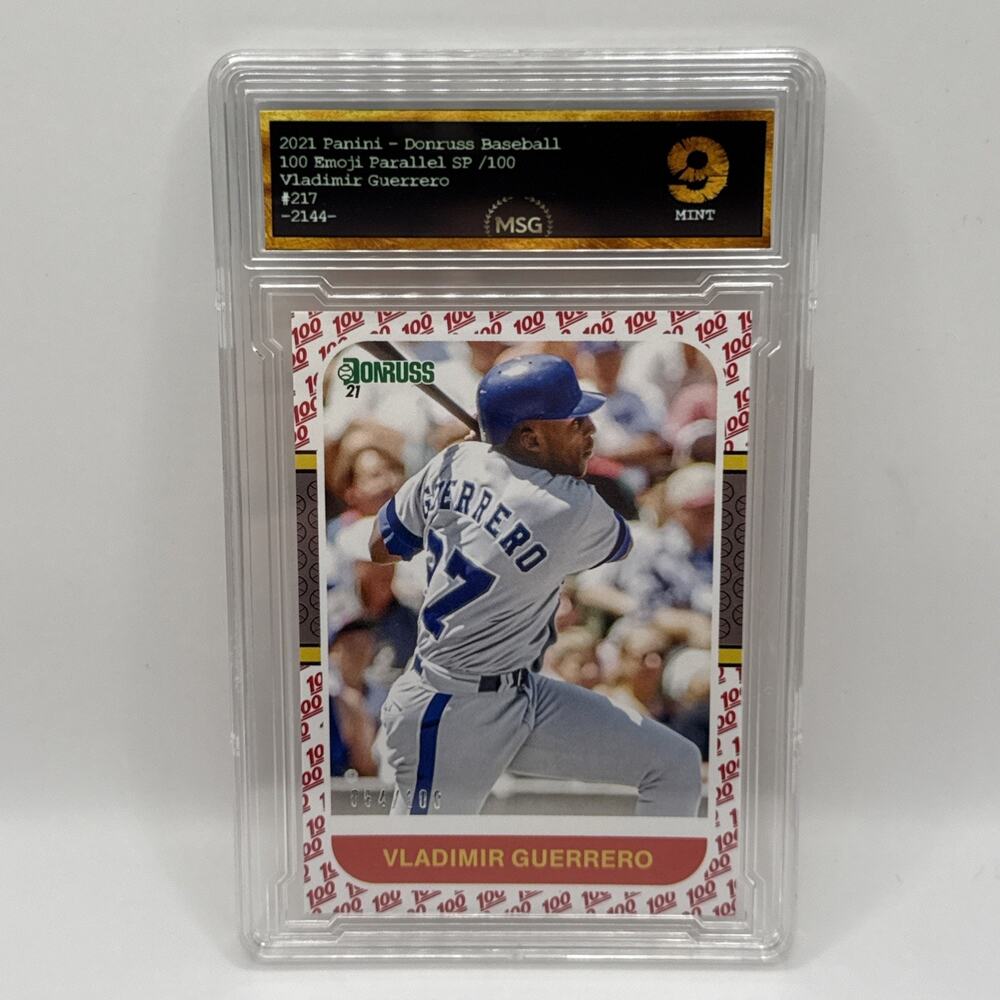 2021 Donruss Baseball Vladimir Guerrero 1987 Retro 100 Emoji /100 Graded 9 Mint